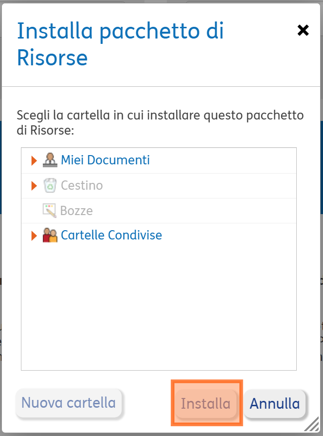 Installa Pacchetto risorse Fase 3